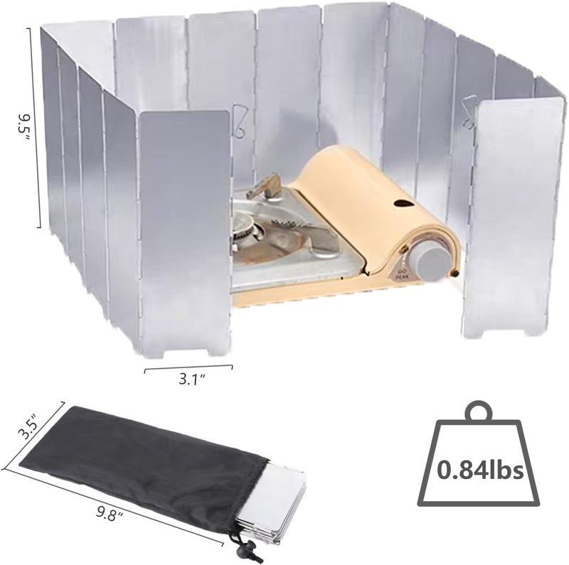 Wind Tour Outdoor Stove Windscreen Ultra light Aluminum foldable Camping Stove Windshield with Carrying bag for Butane Stoves Picnic (16 Plates) - Image 2
